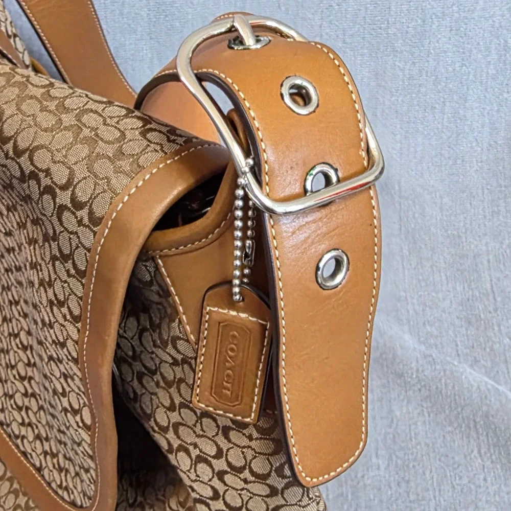 Coach Messenger Bag Womens Large Khaki Ginger Signature Jacquard 05706 Vintage